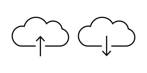 Cloud download  line ion with arrow