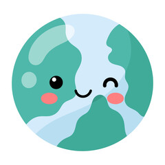 World globe character icon.