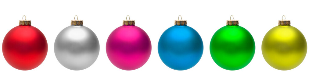 A row of multi-colored Christmas Balls.