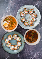 asian cuisine sushi and soups