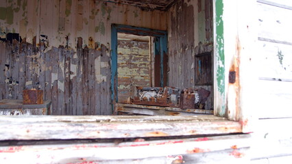 Radio in a derelict building at Whalers Bay, Deception Island, Antarctica