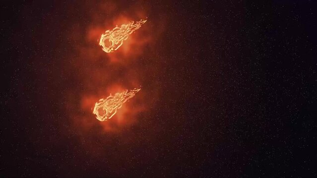 Meteor shower falling from outer space astronomy animation