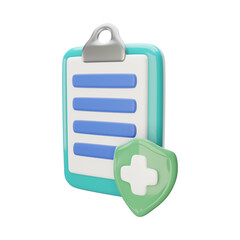 Medical clipboard icon. 3d illustration with healthcare concept