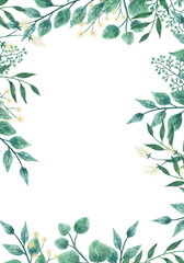Watercolor floral BORDER / FRAME png with transparent background