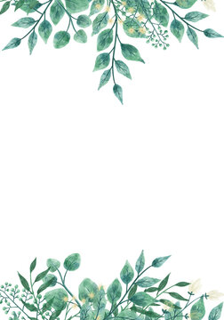 Watercolor floral BORDER / FRAME png with transparent background