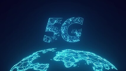 Fifth generation 5g technology over world futuristic animation - Powered by Adobe