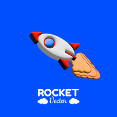 3d rocket vector image for business,design element,Finance,banner,etc.