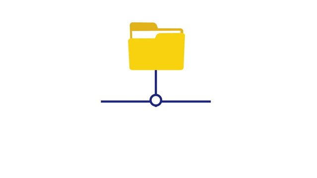 File management in which Main directory is leading to its subdirectory of files animation.