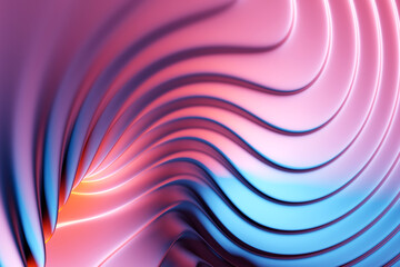 3D illustration  pink and purple  stripes in the form of wave waves, futuristic background.