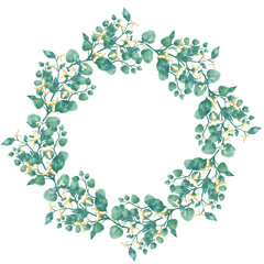 Watercolor floral WREATH png with transparent background