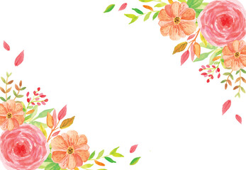 frame with flowers watercolor