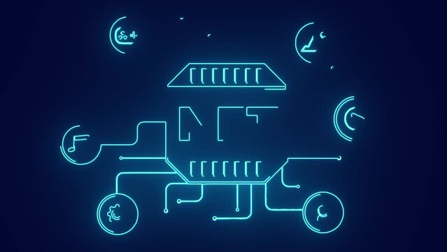 NFT : Non Fungible Token Concept animation
