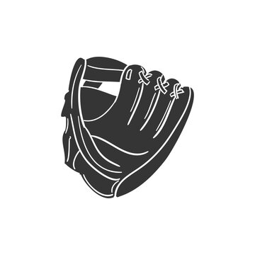 Baseball Glove Icon Silhouette Illustration. Sports Vector Graphic Pictogram Symbol Clip Art. Doodle Sketch Black Sign.