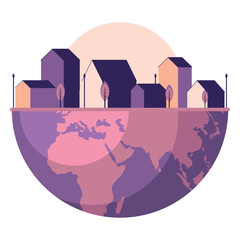 world planet with houses