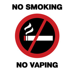 Sign NO SMOKING and VAPING on white background, illustration