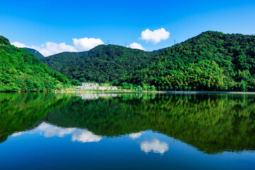 lake and mountains