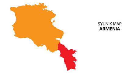 Syunik State and regions map highlighted on Armenia map.