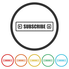 Subscribe logo template. Set icons in color circle buttons