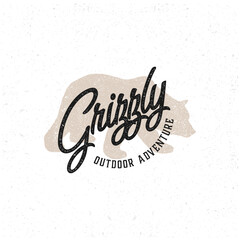 grizzly bear vector in vintage style for outdoor logo