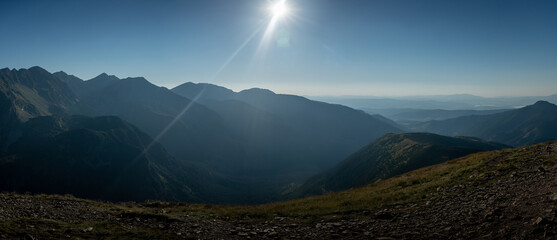 view from Grześ (Lućna) Hill - a fantastic panorama of the Slovak Tatras (from polish border) before sunset