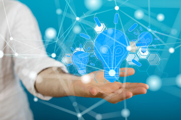 Neural network 3D illustration. Big data and cybersecurity