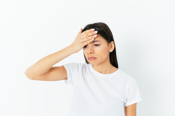Young woman feeling symptoms of covid