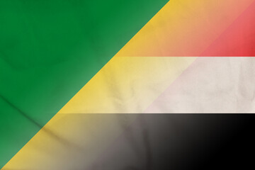 Obraz premium Republic of the Congo and Sudan state flag transborder negotiation SDN COD