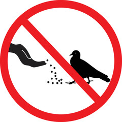 do not feed birds forbidden sign. stop do not feed the animals beware. flat style.