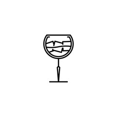 goblet glass icon with ice cube on white background. simple, line, silhouette and clean style. black and white. suitable for symbol, sign, icon or logo