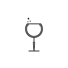 sparkling goblet glass icon on white background. simple, line, silhouette and clean style. black and white. suitable for symbol, sign, icon or logo