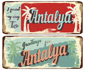 Fototapeta premium vintage grunge retro sign welcome to antalya ,greetings from antalya