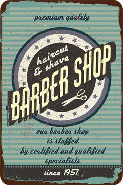 vintage grunge retro barber shop sign