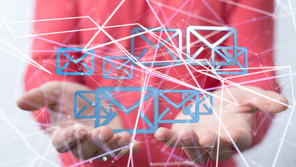 Hand Touching Email With Finger.