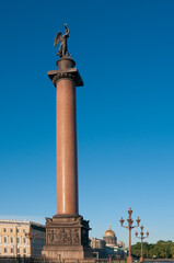 Fototapeta premium Alexandrian column with an angel on the Palace Square in St. Petersburg, Russia