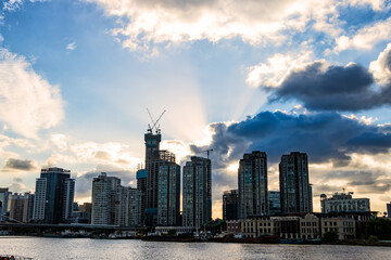 sunset over the city