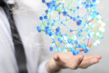 Neural network concept. Connected cells with links.