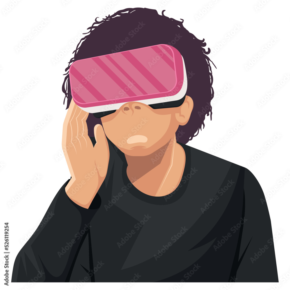 Poster man using virtual reality mask