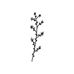 Fototapeta premium Doodle flower tattoo. Outline floral sketches. Vector hand drawn vintage flowers collection