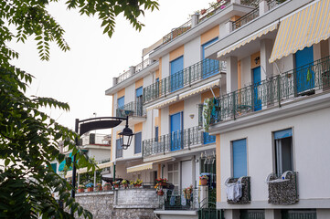 Traditional Italian balconies in houses in the south