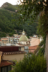 Mosaic dome of a Catholic church in the south of Italy on the Amalfi coast