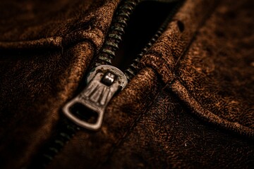 Closeup shot of zip on the worn coat © Michael Meredith/Wirestock Creators