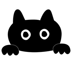 The black cats looking out the window. Funny peeking pets. illustration on white background. 