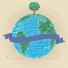 world planet with tree © Gstudio