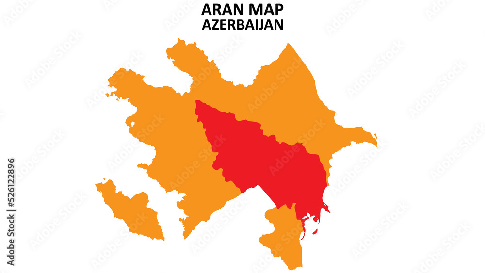 Sticker Aran State and regions map highlighted on Azerbaijan map.