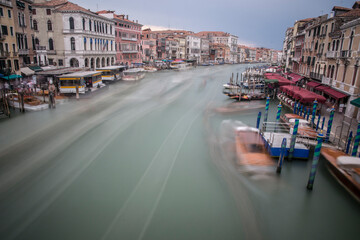 Long exposure of Grand Canal in Venice, Italy from Rialto