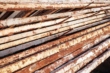Corrosive rusted steel pipes, Rust of metals.Corrosive Rust on old iron white.Use as illustration for presentation.Background rusty texture.	                           