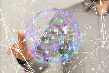 connected symbols for digital, interactive and global communication concept