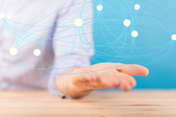 Abstract network of physical devices on the Internet using a network connection with statistics...