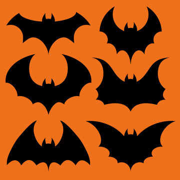 Set of vampire bats silhouette