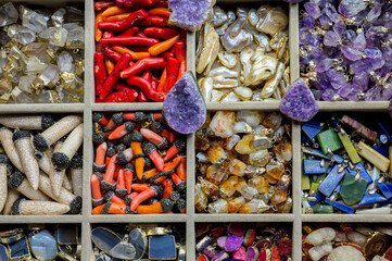 ISTANBUL TURKEY, January 2022. Different souvenirs at the Grand Bazaar.